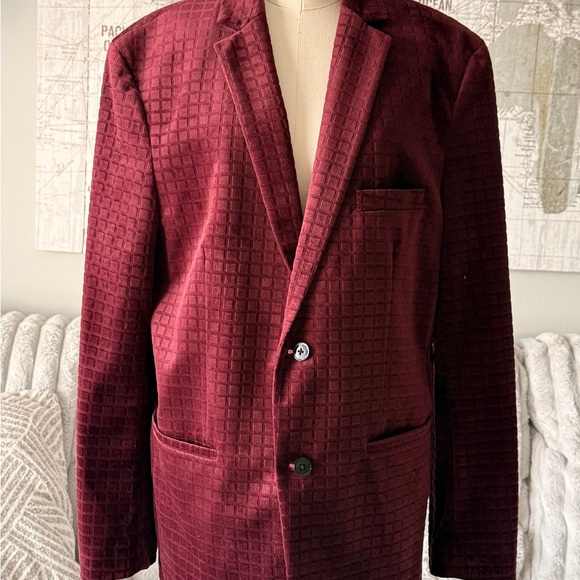 Alfani Mens Slim Fit Solid Velvet Two Button Blazer -‎ Mens Size L